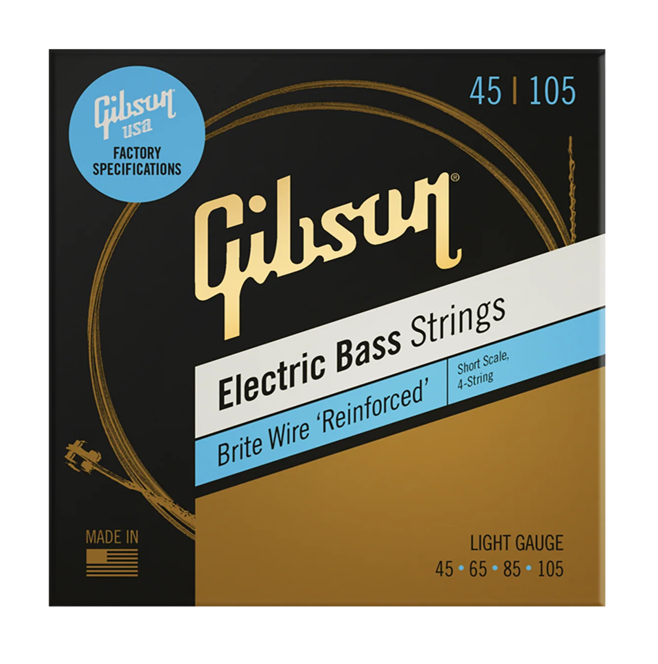 GIBSON BRITE WIRE SHORT SCALE LIGHT GAUGE ELECTRIC BASS STRINGS - SBG-SSL image 0
