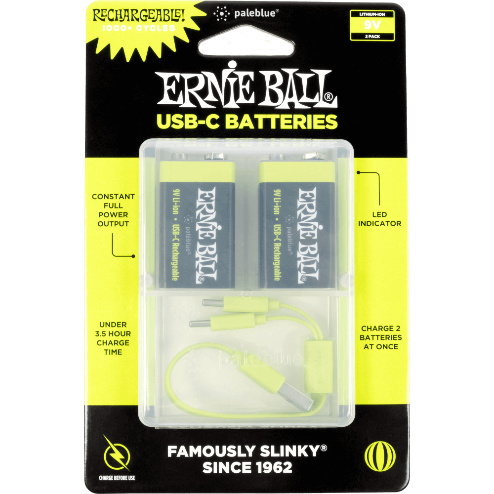 ERNIE BALL USB-C RECHARGEABLE USB-C RECHARGEABLE 9V BATTERY 2-PACK - P09642 image 0